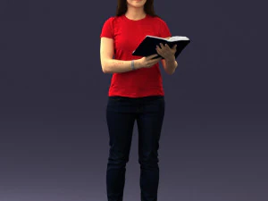 000455 Realistic Female Character with Book 3D Model