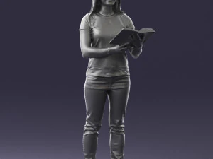 000455 Realistic Female Character with Book 3D Model