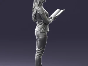 000455 Realistic Female Character with Book 3D Model