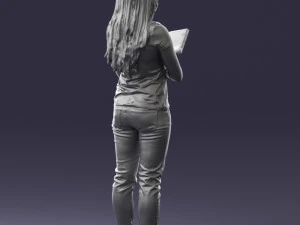 000455 Realistic Female Character with Book 3D Model