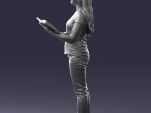 000455 Realistic Female Character with Book 3D Model