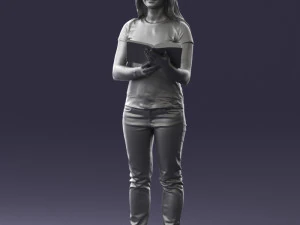 000455 Realistic Female Character with Book 3D Model