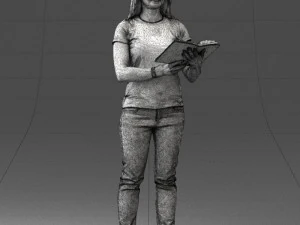 000455 Realistic Female Character with Book 3D Model