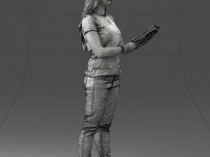 000455 Realistic Female Character with Book 3D Model