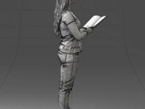 000455 Realistic Female Character with Book 3D Model