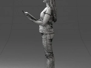000455 Realistic Female Character with Book 3D Model
