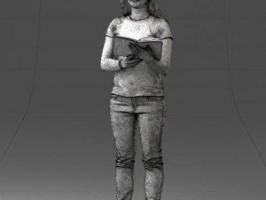 000455 Realistic Female Character with Book 3D Model