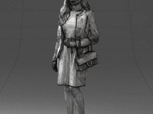 000459 Elegant Business Woman Standing with Handbag 3D Model