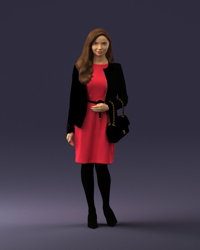 woman with bag 0125 3d print ready Modello di stampa 3D .c4d .max .obj .3ds .fbx .stl .blend 