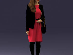 000459 Elegant Business Woman Standing with Handbag 3dp 3D Print Model