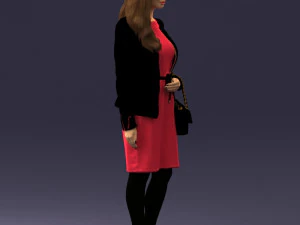 000459 Elegant Business Woman Standing with Handbag 3dp 3D Print Model