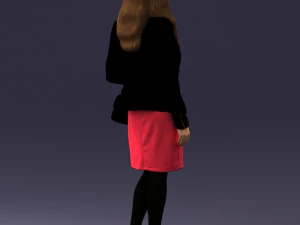 000459 Elegant Business Woman Standing with Handbag 3dp 3D Print Model