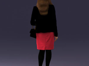 000459 Elegant Business Woman Standing with Handbag 3dp 3D Print Model