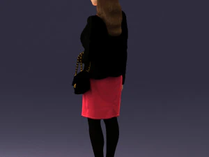 000459 Elegant Business Woman Standing with Handbag 3dp 3D Print Model