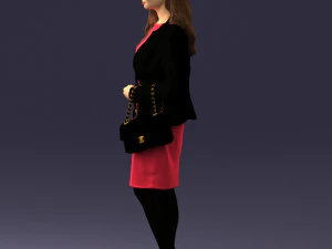 000459 Elegant Business Woman Standing with Handbag 3dp 3D Print Model