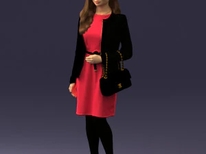000459 Elegant Business Woman Standing with Handbag 3dp 3D Print Model