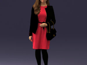000459 Elegant Business Woman Standing with Handbag 3dp 3D Print Model