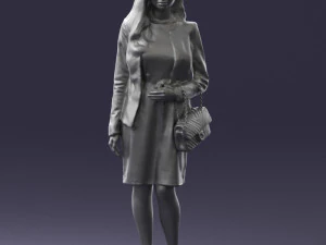 000459 Elegant Business Woman Standing with Handbag 3dp 3D Print Model