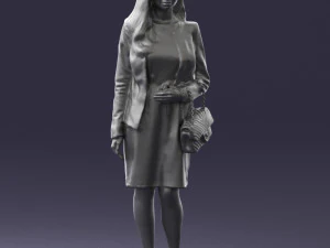 000459 Elegant Business Woman Standing with Handbag 3dp 3D Print Model