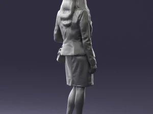 000459 Elegant Business Woman Standing with Handbag 3dp 3D Print Model