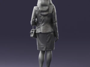 000459 Elegant Business Woman Standing with Handbag 3dp 3D Print Model