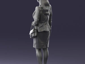000459 Elegant Business Woman Standing with Handbag 3dp 3D Print Model