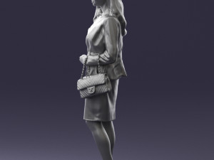 woman with bag 0125 3d print ready Modello di stampa 3D