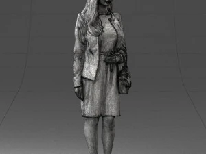 000459 Elegant Business Woman Standing with Handbag 3dp 3D Print Model