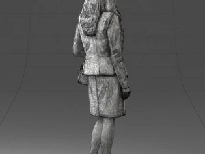 000459 Elegant Business Woman Standing with Handbag 3dp 3D Print Model