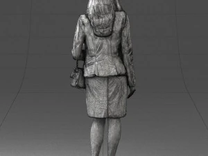 000459 Elegant Business Woman Standing with Handbag 3dp 3D Print Model