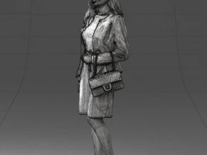 000459 Elegant Business Woman Standing with Handbag 3dp 3D Print Model