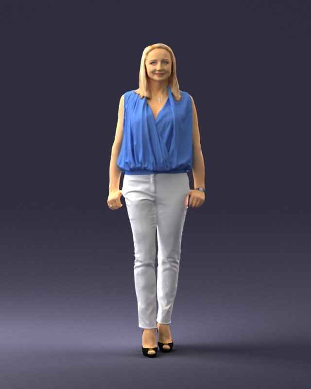 woman in blue dress 0131 3D Модель .c4d .max .obj .3ds .fbx .stl .blend 