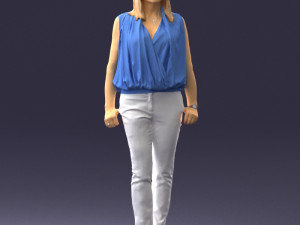 woman in blue dress 0131 3D Модель