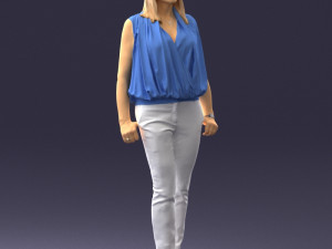 woman in blue dress 0131 3D Модель