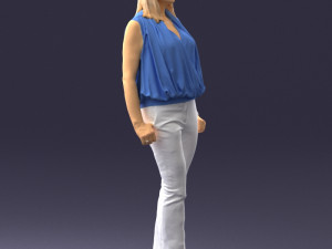 woman in blue dress 0131 3D Модель
