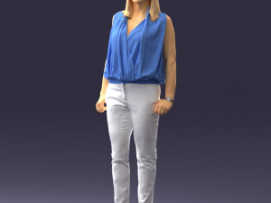 woman in blue dress 0131 3D Модель