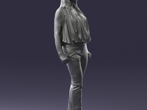 woman in blue dress 0131 3D Модель