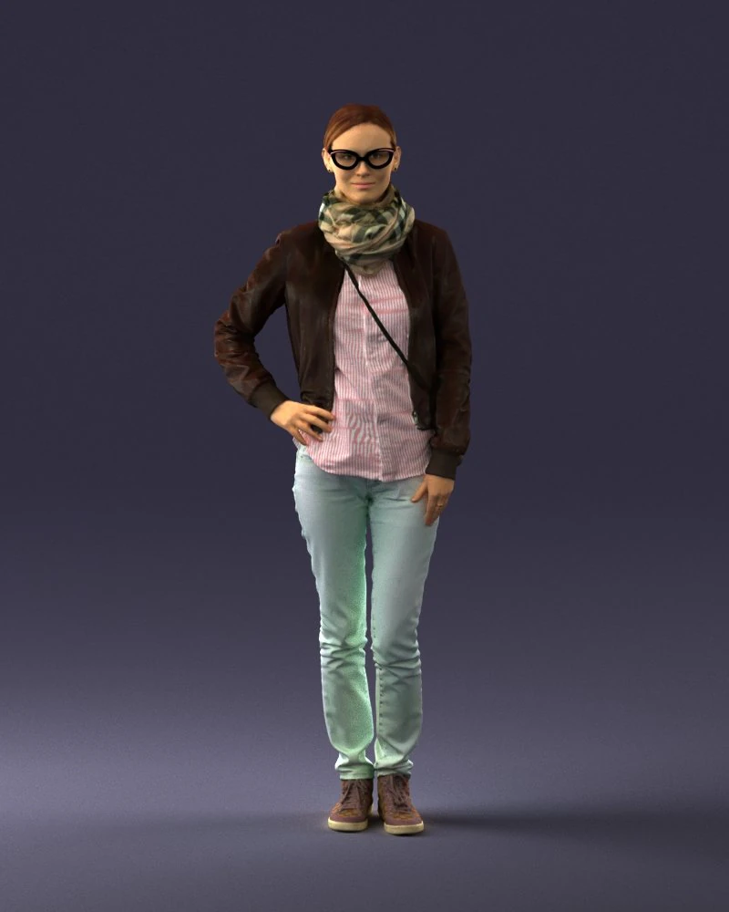 000467 Casual Woman with Glasses 3D Model .c4d .max .obj .3ds .fbx .stl .blend 