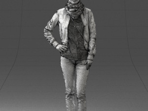 girl in eather jacket 0133 Model 3D