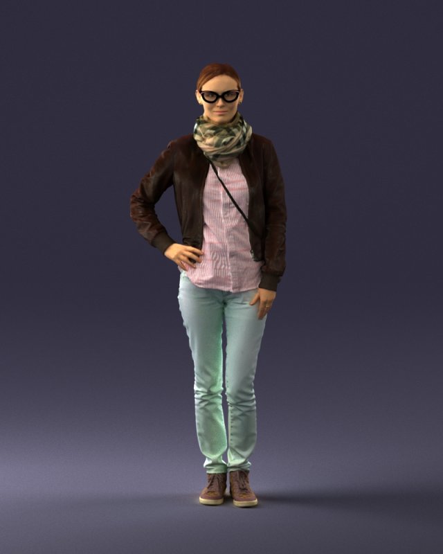 girl in eather jacket 0133 3d print ready 3Dプリントモデル .c4d .max .obj .3ds .fbx .stl .blend