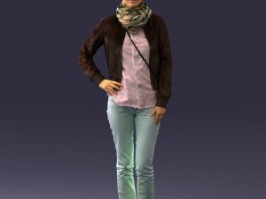 girl in eather jacket 0133 3d print ready Modello di stampa 3D