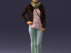 girl in eather jacket 0133 3d print ready 3Dプリントモデル