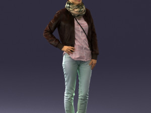 girl in eather jacket 0133 3d print ready 3Dプリントモデル