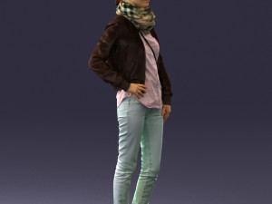 girl in eather jacket 0133 3d print ready 3Dプリントモデル
