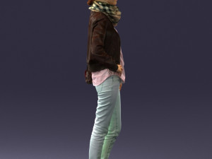 girl in eather jacket 0133 3d print ready 3Dプリントモデル