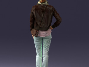 girl in eather jacket 0133 3d print ready 3Dプリントモデル