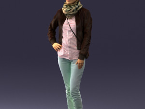 girl in eather jacket 0133 3d print ready 3Dプリントモデル