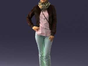 girl in eather jacket 0133 3d print ready 3Dプリントモデル