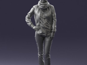 girl in eather jacket 0133 3d print ready 3Dプリントモデル