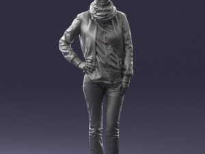 girl in eather jacket 0133 3d print ready 3Dプリントモデル